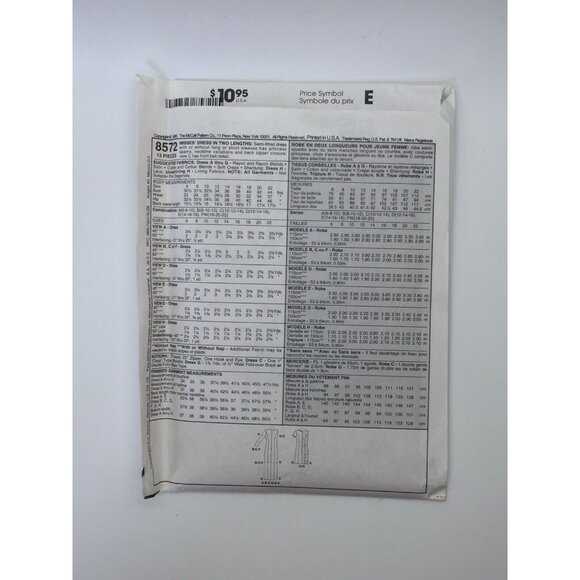 McCall's 8572 Woman's Dress 2 Lengths 6 8 10 Uncut 8 Great Looks Semi Fitted - Picture 4 of 4